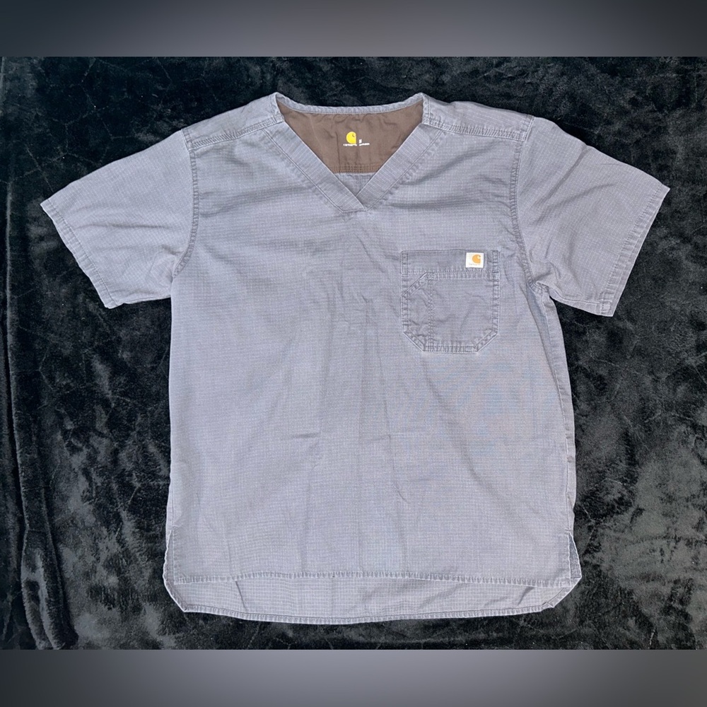 Carhartt Scrub Top Mens Medium Gray Ripstop Rugged Flex Work Top Pocket C15108